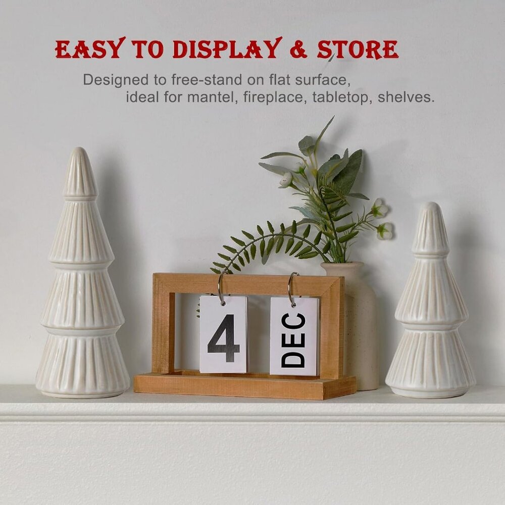Ceramic Christmas Tree Small Farmhouse Christmas Decor Trees Table Top Mantle - Picture 3 of 7